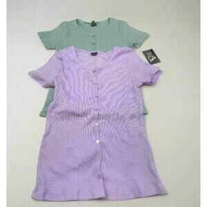 Girls’ 2-Pack Lilac and Green Button-Up Tops Size XL (14) - New